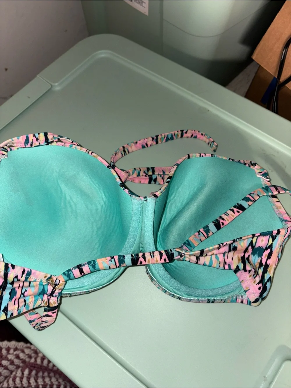 Shade & Shore Pink Multi-Print Bikini Top